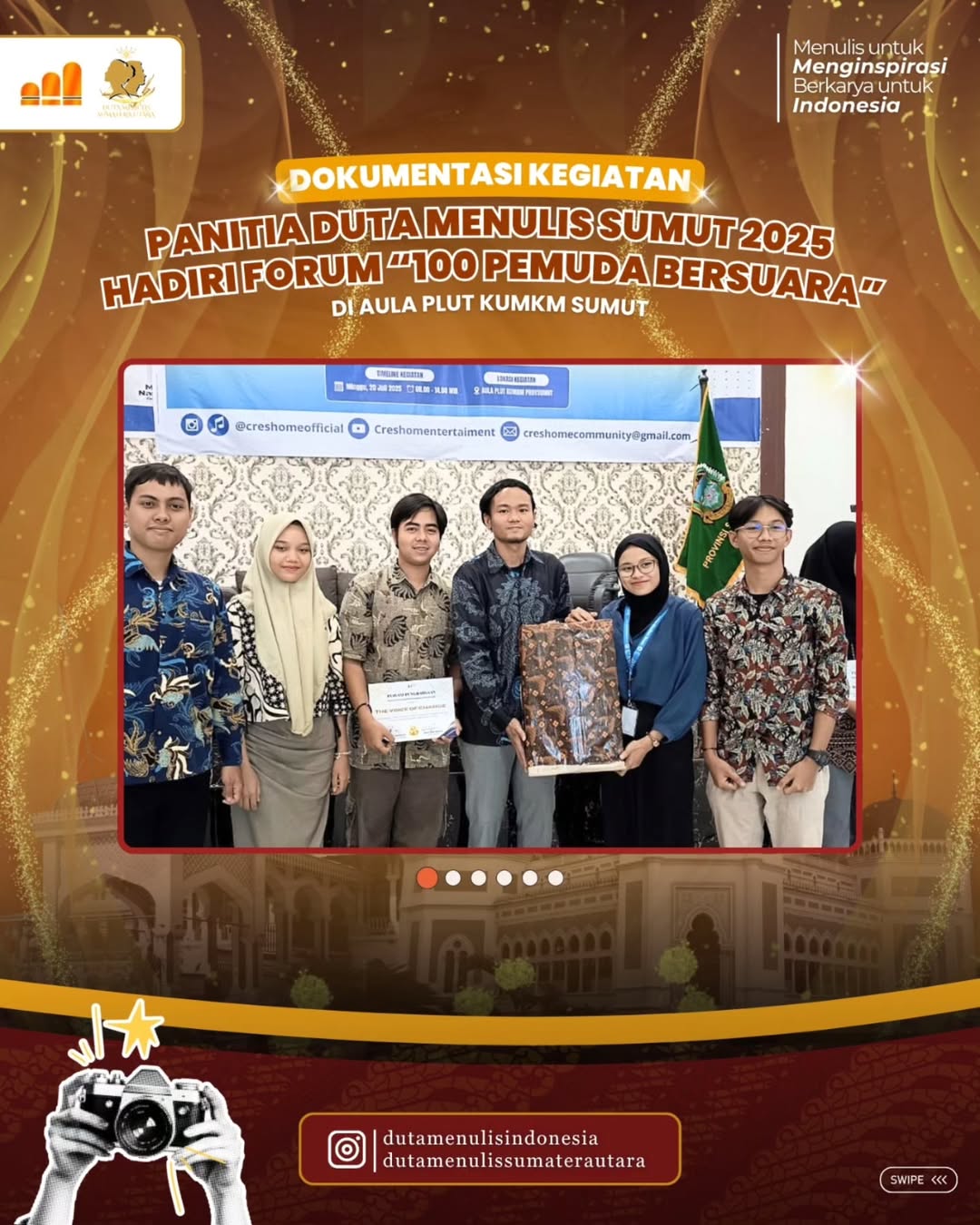 Panitia Duta Menulis Sumut 2025 Hadiri Forum “100 Pemuda Bersuara”, Suarakan Aspirasi Langsung